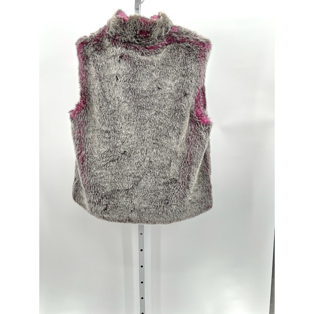 Neckworks Faux Fur Vest Zip Front Lined‎ Brown And Pink Woman's Size Large L - Picture 2 of 4
